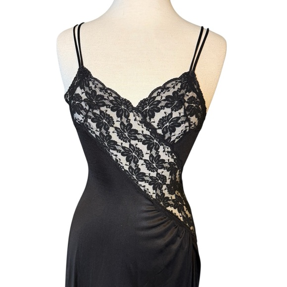 Vintage Nightgown Black Lace Slip Dress Negligee USA XS S Small - Picture 2 of 7